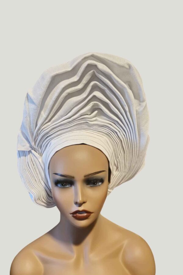 White Aso-Oke Autogele - Image 2