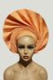 Aso-Oke Autogele, Head tie, pre-headwrapped and ready to wear in Peach color for all occasion