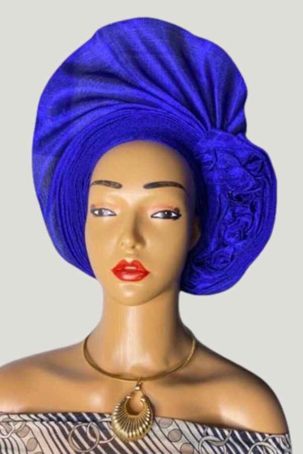 Elegant Blue Autogele Aso Oke - Image 2