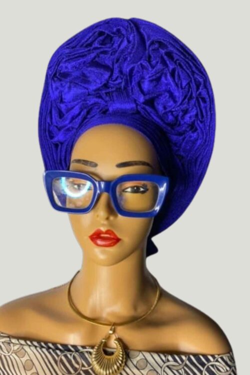 Elegant Blue Autogele Aso Oke